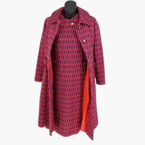 Vintage 60's Rona Shift dress with Matching Coat Jacket Women's Size Medium Red
